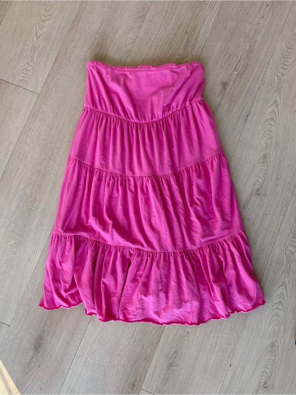 Moda International y2k pink midi skirt with ruffled tiers